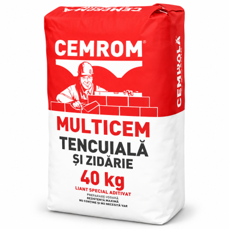 Ciment pentru zidarie si tencuiala Cemrom Multicem MC 12,5, gri, 40 kg